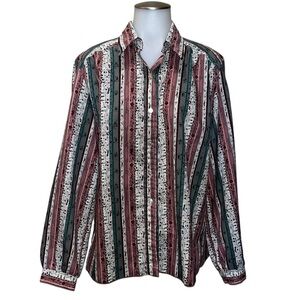 Vintage 70S JACK WINTER Button Print Blouse~Top~L